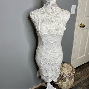 FREE PEOPLE ‘INTIMATELY’ White LACE Open Back DRESS Size XS